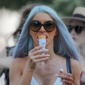 Woman eating icecream